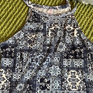 High neck long tank top! Beautiful blue, classy